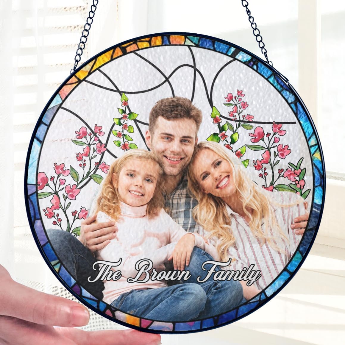 Personalized Family Portrait Glass Suncatcher