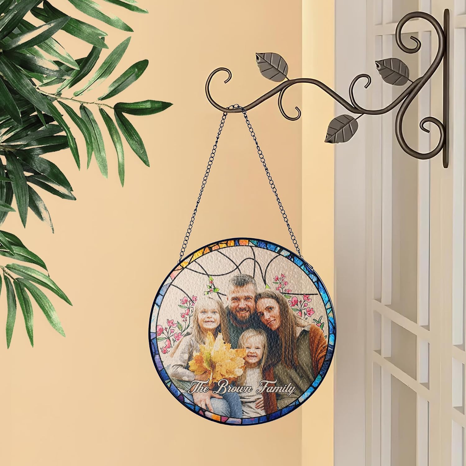 Personalized Family Portrait Glass Suncatcher - Image 2