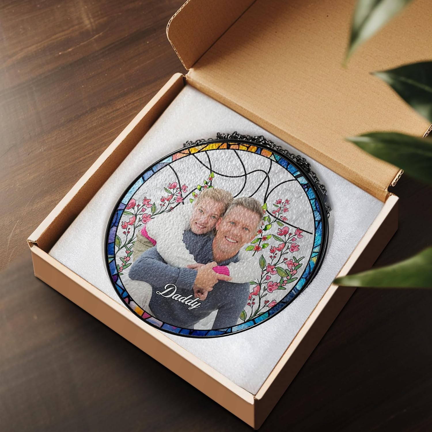 Personalized Family Portrait Glass Suncatcher - Image 4