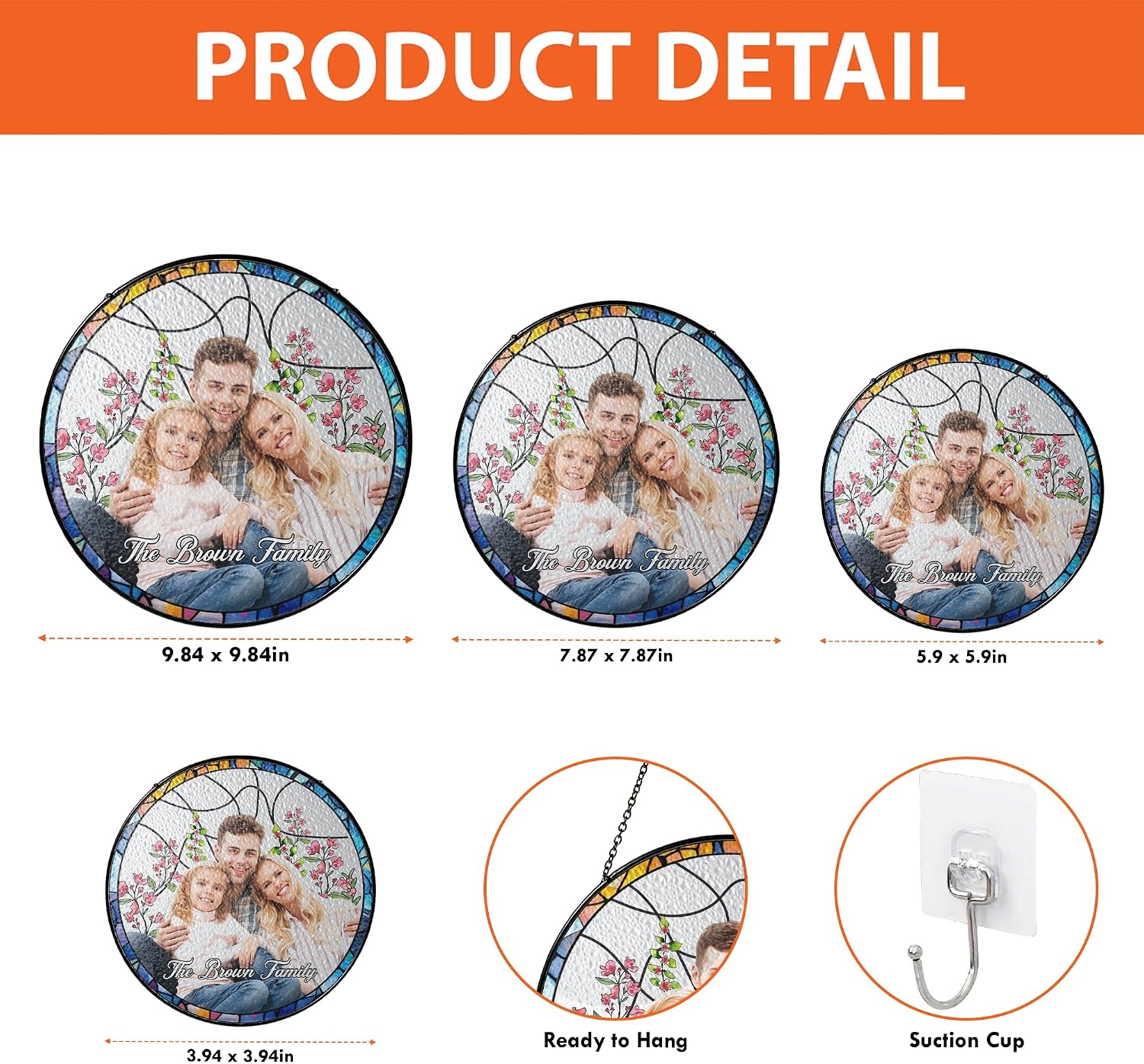 Personalized Family Portrait Glass Suncatcher - Image 7