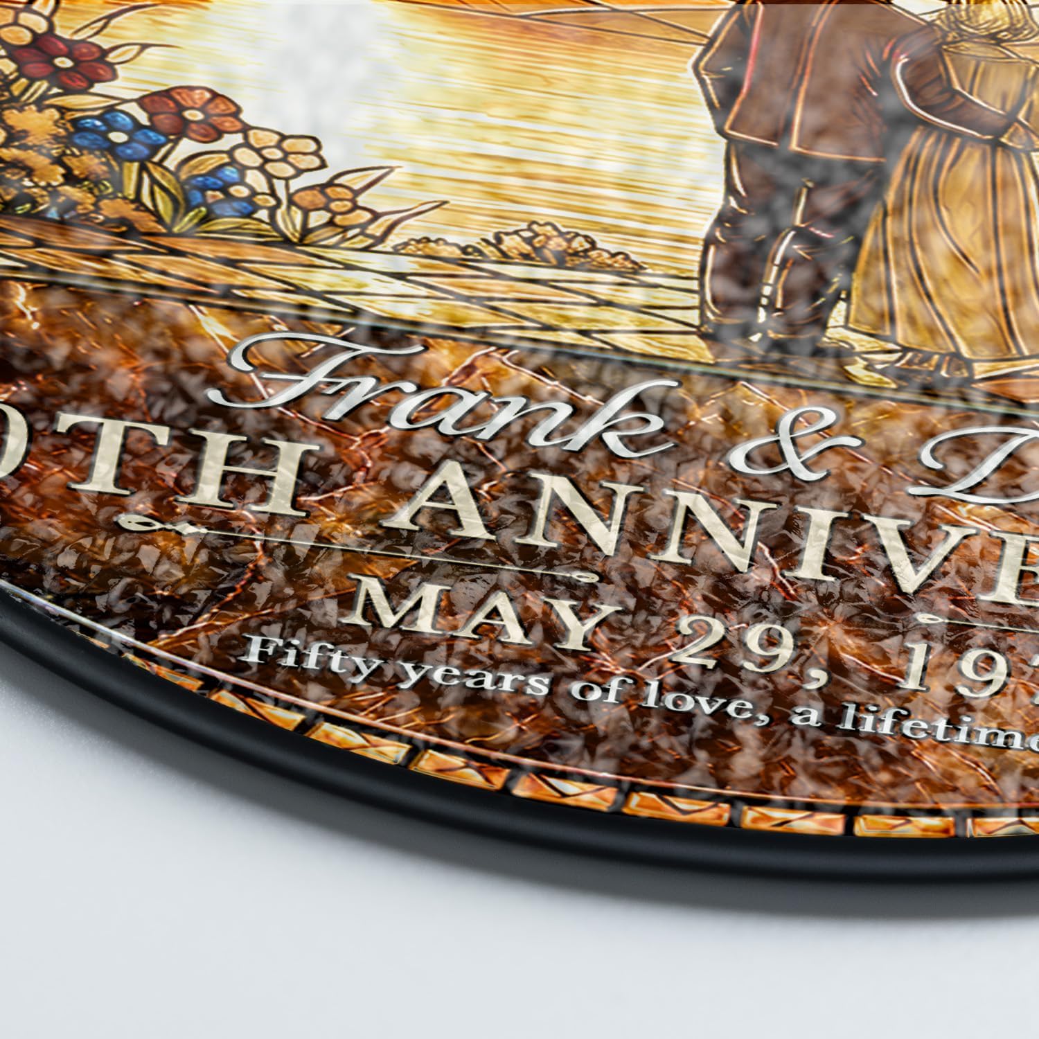Personalized 50th Anniversary Golden Wedding Glass Suncatcher - Image 7