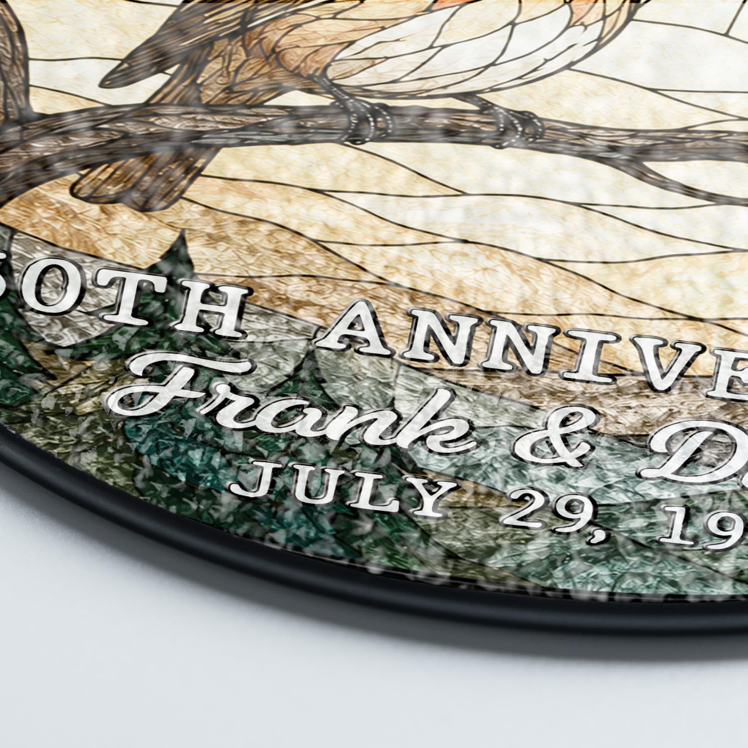Personalized 50th Anniversary Couple Bird Glass Suncatcher - Image 4